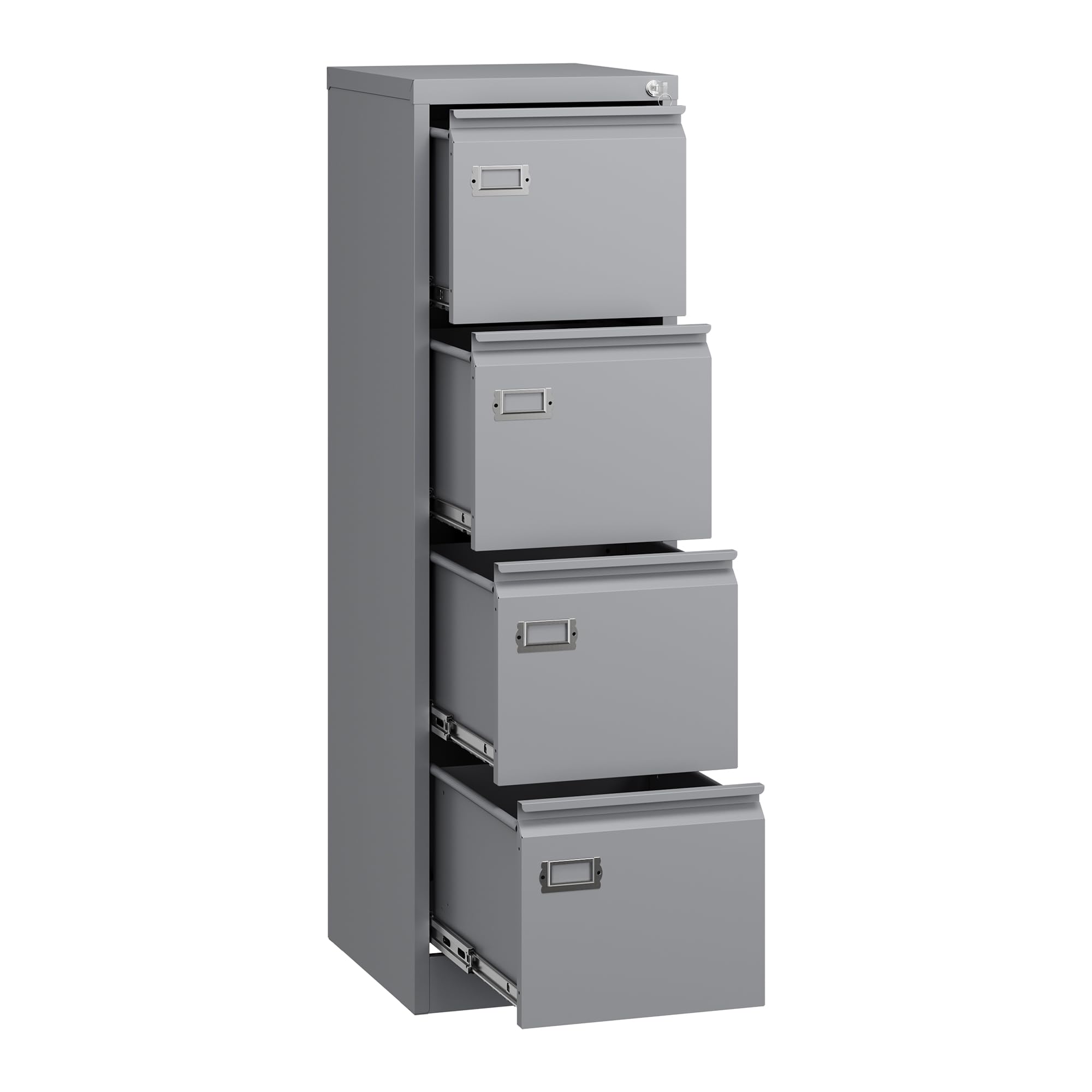 Letaya 4 Drawer File Cabinet with Lock,Metal Vertical Filing Cabinets for Home Office- Storage A4/F4/Letter/Legal -Assembly Required (Grey)