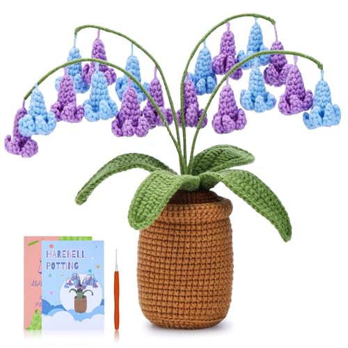 Image of kgxulr Crochet Kit, Bluebell Crochet Kit for Beginners, Crochet Flowers Kit