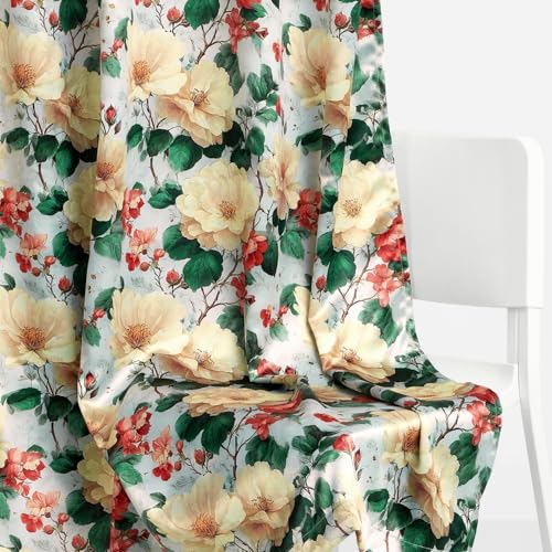Image of haus & kinder Blackout Door Curtains 7 Feet Long Pack of 2 Door Curtains, 7 Feet Curtains for Door, 100% Room Darkening (Peony Garden, 114x213 CM)