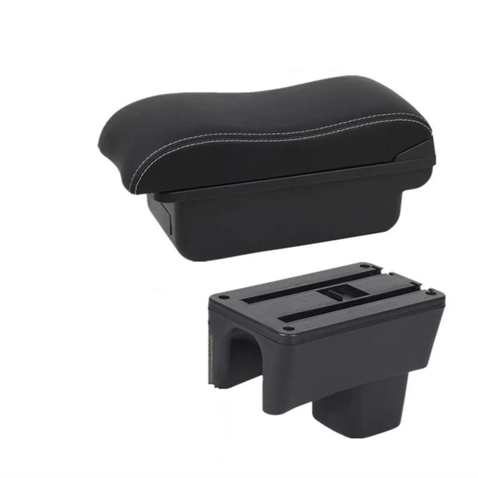NOHEEU Armrest Box With Multifunctional Support PU Upholstered Car Interior Modification Accessories For Swift 2005-2024(A2 Black white NOUSB)