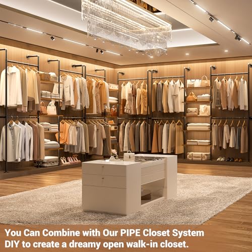 Aheaplus-Industrial-Pipe-Clothing-Rack-Reversible-642FT-Clothes-Rack-for-Hanging-Clothes-Heavy-Duty-5-Tier-Closet-Wardrobe-Garment-Racks-with-Shelves-Corner-Closet-Organizer-System-Rustic-Brown