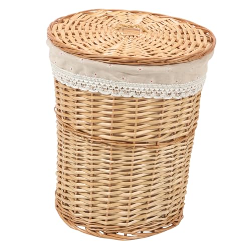 Veemoon Großer Wäschekorb mit Deckel Geflochtener Aufbewahrungskorb...