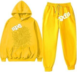 Generic Y2K Unisex Web Graphic Sweatsuit Set, Hooded Jumper and Joggers, Black and Beige Colours