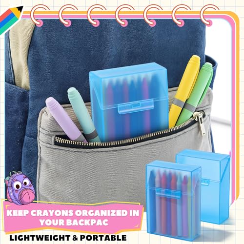 Image of Clabby 4 Pcs Clear Plastic Crayon Boxes Hold 24 Count, Blue
