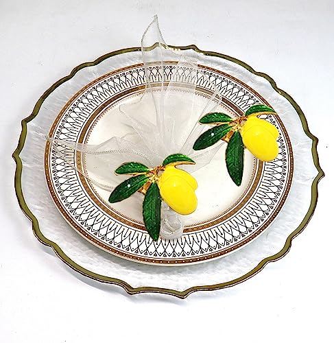 Tverghvad HX151 Lemon Napkin Rings Set Of 4, Lovely Yellow Decorative Fruit Lemon Napkin Ring Holder thumb #3