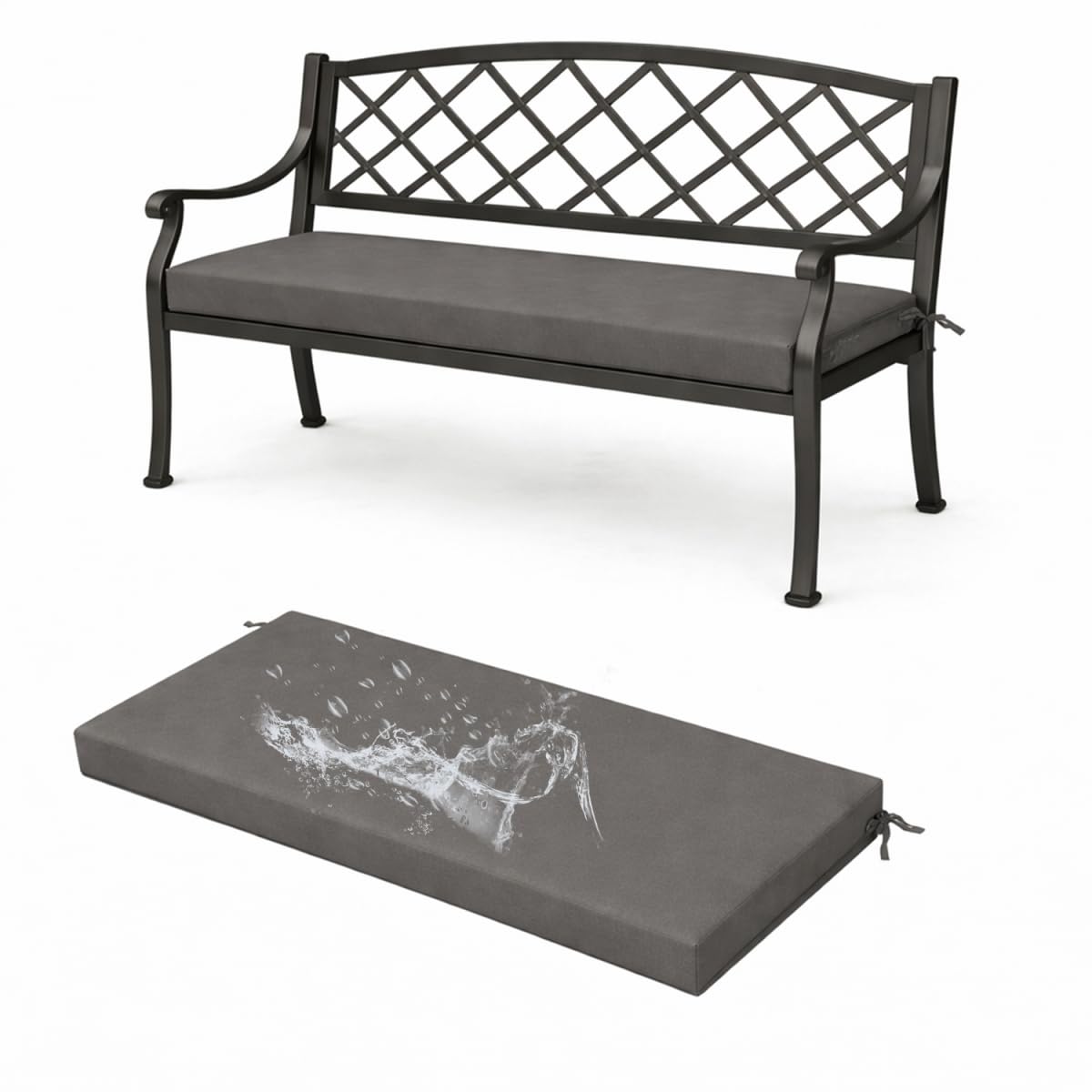 garden bench cushion 130x30cm – Comfortable Bench Seat Cushion for Outdoor Use, Water-Resistant Polyester with Anti-Slip Base, Ideal for Patio & Garden