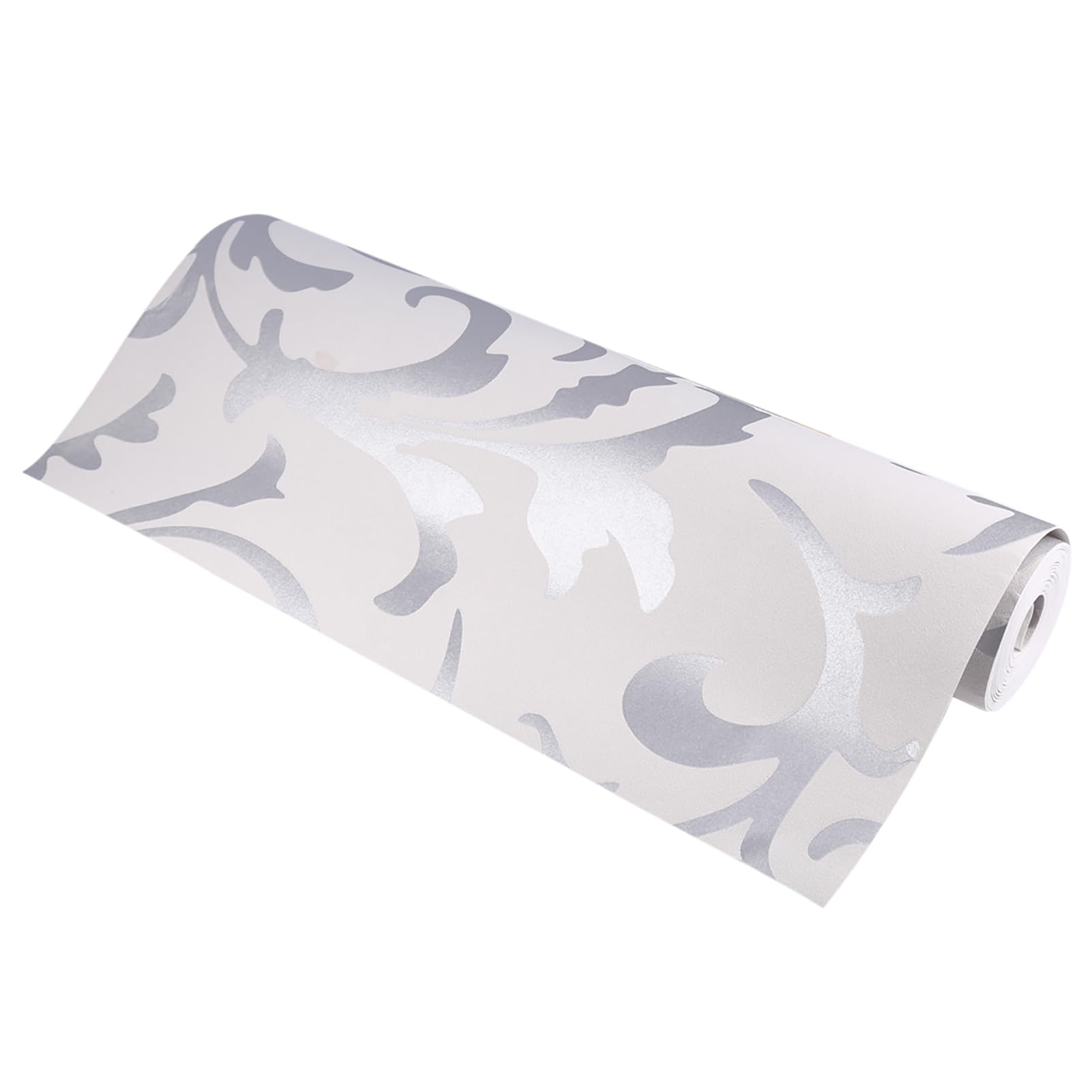 Silver 3D Embossed Wallpaper, Waterproof Wallrock Thermal Wallpaper for Decoration Living Room Bedroom Restaurant Cafe 10×