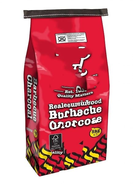 BiigK - Carbón vegetal para barbacoa FSC, 5 kg, para asar en casa, 90 minutos de tiempo de combustión