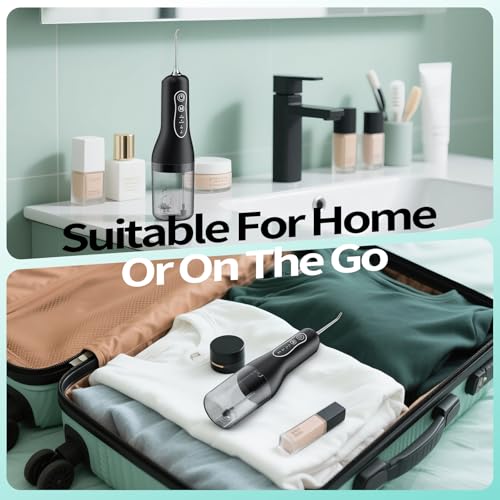 Water Flosser Teeth Cleaner, 4 Modes Rechargeable Portable Cordless Oral Irrigator 260ML Electric Dentel Flossers with DIY Strength, IPX7 Waterproof Travel Flossing Cleaning Picks for Home, Travel - Image 5