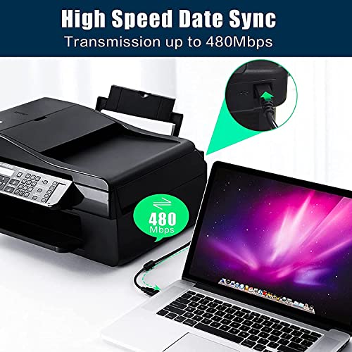 Image of ATEVON USB 2.0 Printer Cable 1.5M Type A Male to Type B Male Heavy Shielded High-Speed Data Transfer Cord for PC, Laptop, Samsung, Canon, HP, Epson, Scanner - Black