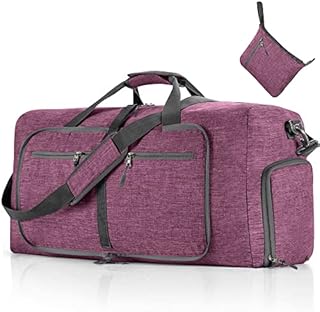 Travel Duffle Bag for Men, 65L Foldable Travel Duffel Bag with Shoes Compartment Overnight Bag Holdall Bag for Men Women Waterproof & Tear Resistant (Grey)