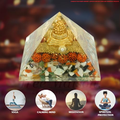 Image of Navgrah Crystal Pyramid | 3 Inch | Feng Shui & Vastu Correction | Crystal Pyramid for Positive Energy, Meditation, Health | Home & Office Decor | Gift