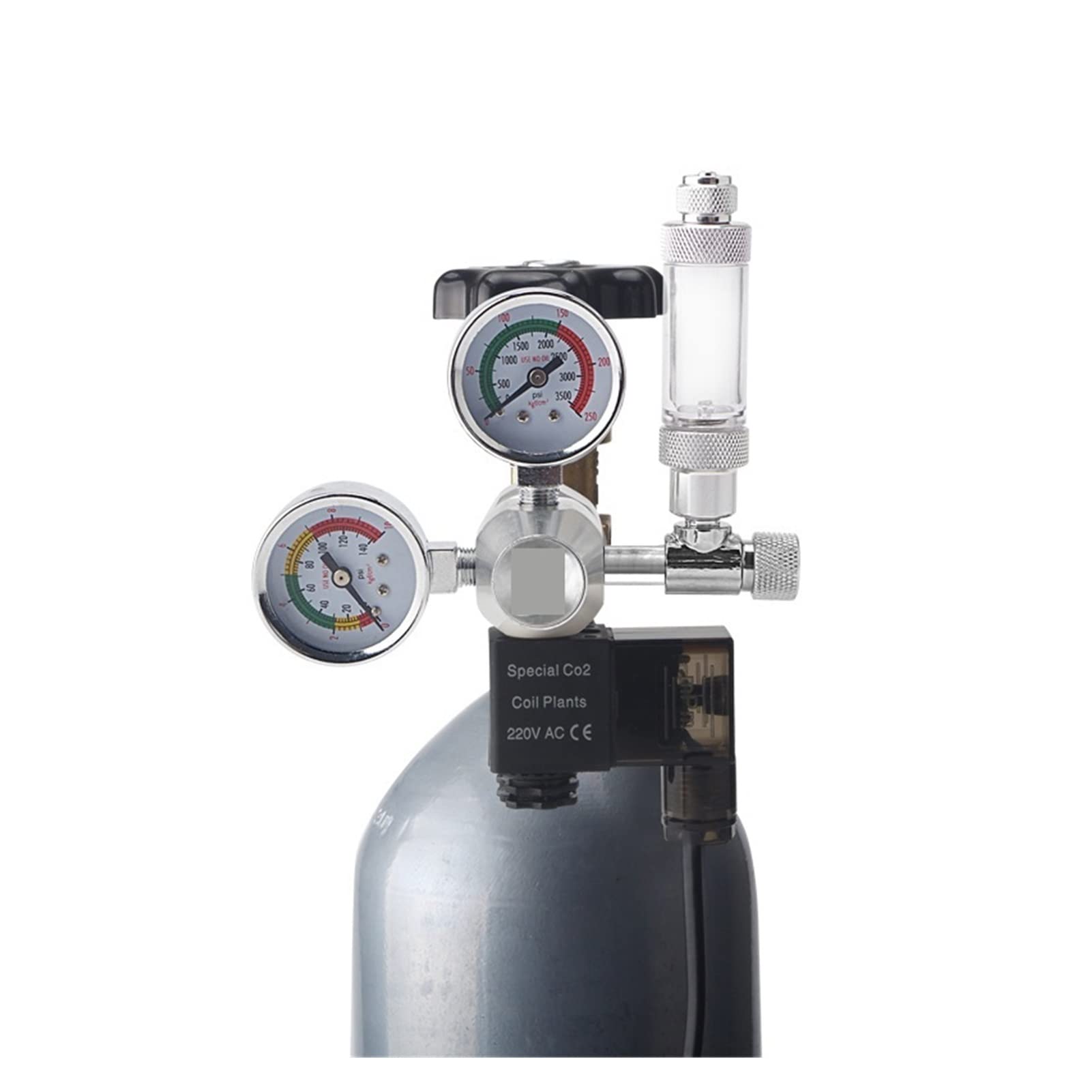Sprzęt do spawania gazowego Akwarium CO2 Regulator z licznikiem pęcherzykiem zaworem dostrajającym 360 ° CO2 Elektromagnetyczne urządzenia do zmniejszania ciśnienia Akcesoria do pomp powietrza (Color