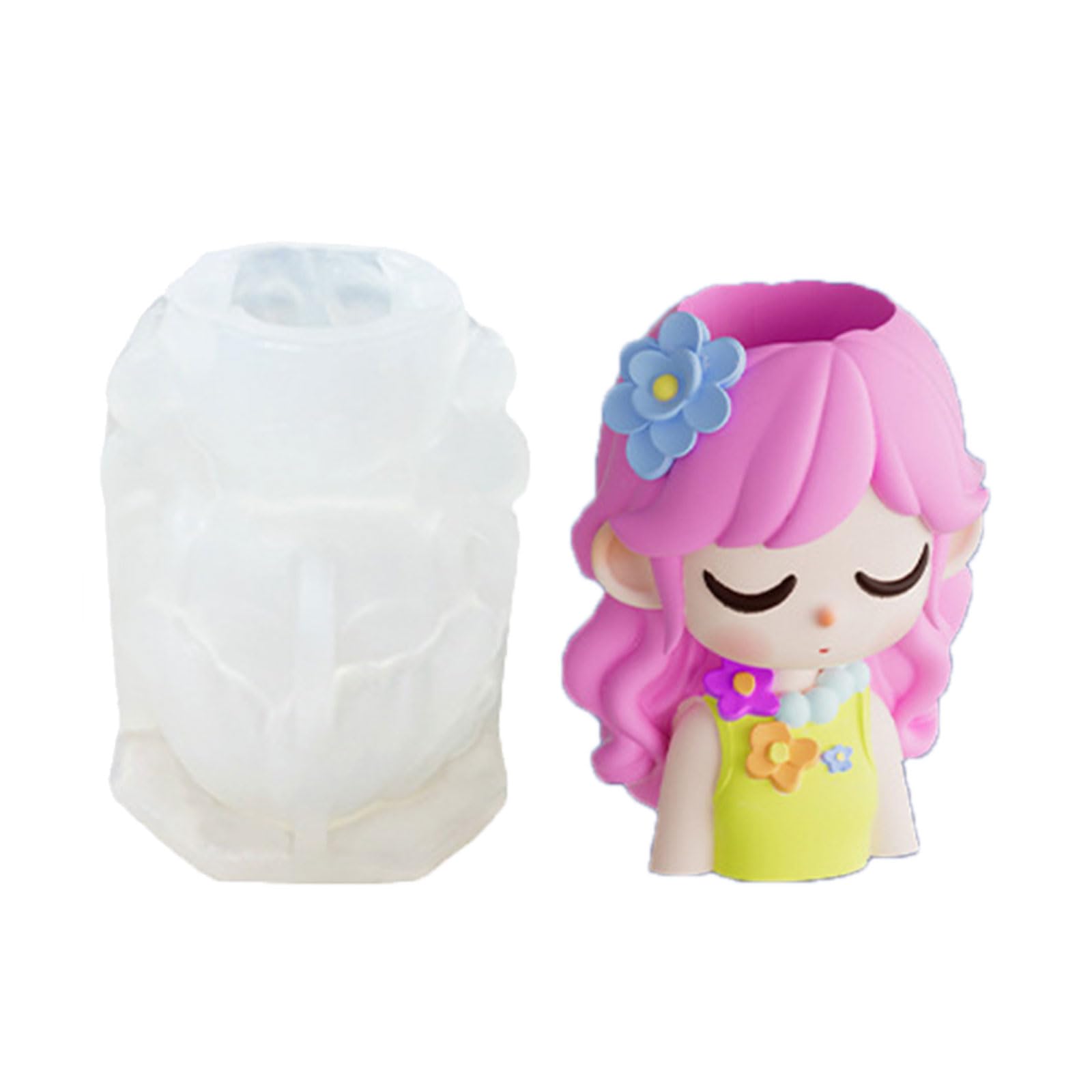 Hsioluted Silicone for Long Hair Girl Planter Making Figurines and Aromatherapys Creation Gift Accessory