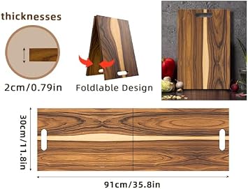 Acacia Wood Boards - Extra Large Charcuterie Board, Oversized 36 x 12 Inch Wood Serving Platter with Handles, Foldable Long Wooden Tray for Parties, Grazing & Appetizers