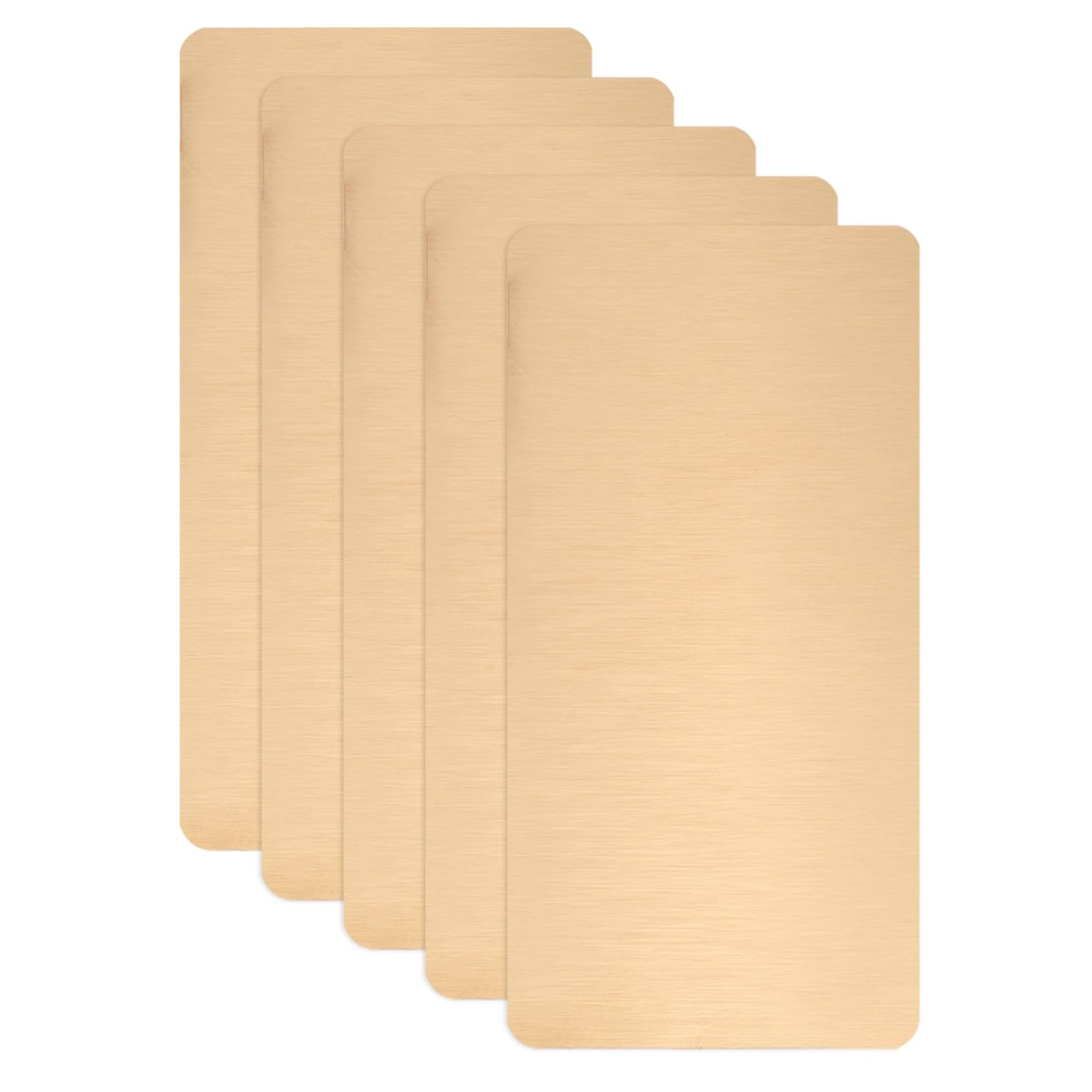 sourcing map 5pcs Metal Business Card Blanks, 80mm x 40mm x 0.5mm Stainless Steel Engraved Metal Business Visiting Name Cards for House Office DIY Gift Invitation(Brushed Copper) โ image 1