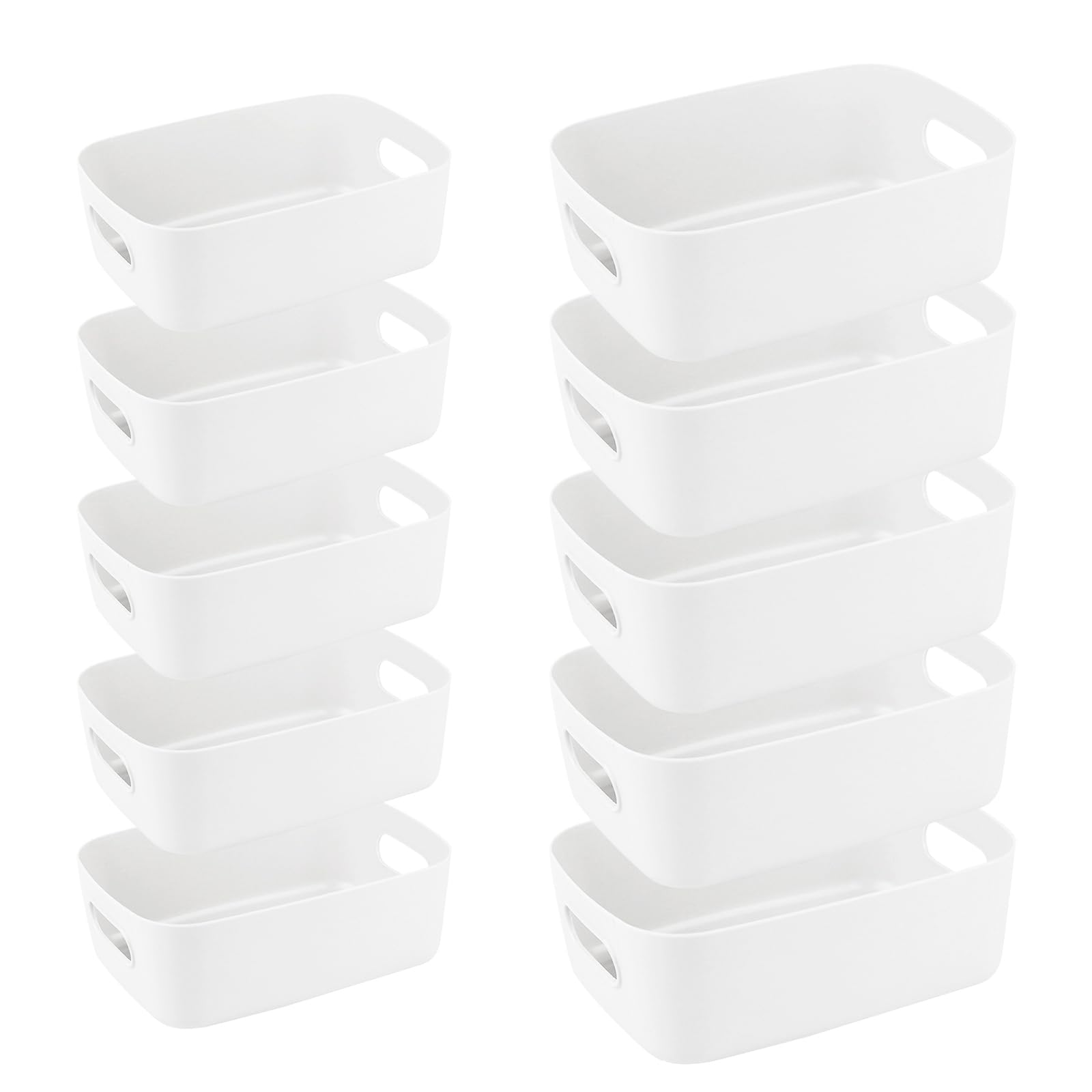 Juego de 10 Cestas Almacenaje de Plástico, Múltiples Colores Cajas Organizadoras de Plástico con Asas, Cesta de Ordenación para Cocina, Baño, Armario, Oficina (2 talla)