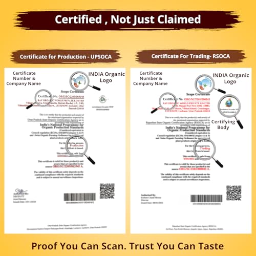 Image of Rav Organics Certified Organic Cold Pressed Mustard Oil - 1 Litre Each (Pack of 2) | Total 2 Litres + 500 ml Free | Pure Cooking Oil Rich in MUFA & PUFA - Omega 3| Sarson Oil for Traditional Indian Flavor for Tadka & Pickle, Kachi Ghani, No Argemone oil | Clean Lable Food - Full of Nutrients
