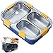 Bento Box Erwachsene, XiXiRan Lunchbox Auslaufsicher, Mittagessen Box Mikrowelle, Brotdose mit Besteck, Drei-Raster-Lunchbox, Brotdose 3 Fächer Erwachsene, Bentobox mit Herausnehmbare Fächern (Blau)