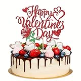 25 piezas Romántica Decoración para Pasteles para Día de San Valentín, SANYUANHE San Valentín Happy Partydeko,Rose Heart Cupcake Toppers Decoración para tartas
