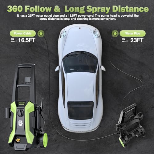 Munoje Electric Pressure Washer, 2600Psi Max 2.0 Gpm Power Washer With 4 Nozzles, Foam Cannon & Spray Gun, Ipx5 High Pressure Washer With 23Ft Hose & 16.5Ft Power Cord, For Floor/Cars/Fences/Patios thumb #6