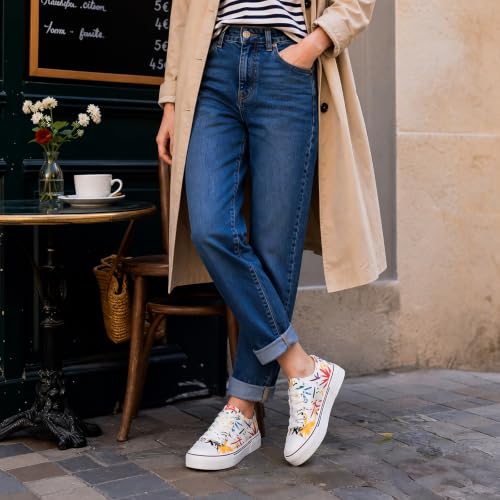 Image of hash bubbie White Sneakers for Women Low Top Canvas Shoes Womens Canvas Sneakers Women's Fashion Sneakers Slip on Casual Tennis Shoes