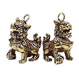 POPETPOP 2 Piezas Adorno Decorativo de Cobre Chino Esculturas de y Kirin Miniaturas para Decoración y Oficina Feng Shui