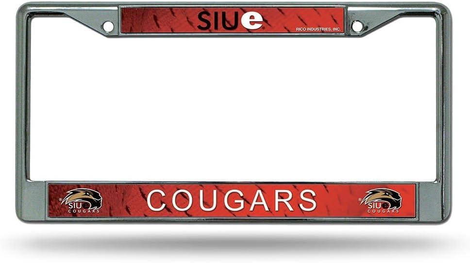 Southern Illinois SIUE Edwardsville Cougars Chrome Metal License Plate Frame - Set of 2 Frames