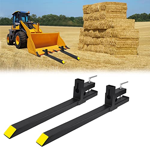 2 PCS Pinces sur fourches à palettes pour Tracteur à Godet Chargeur, capacité Lourde de 680 kg, 109 cm, Noir Cover