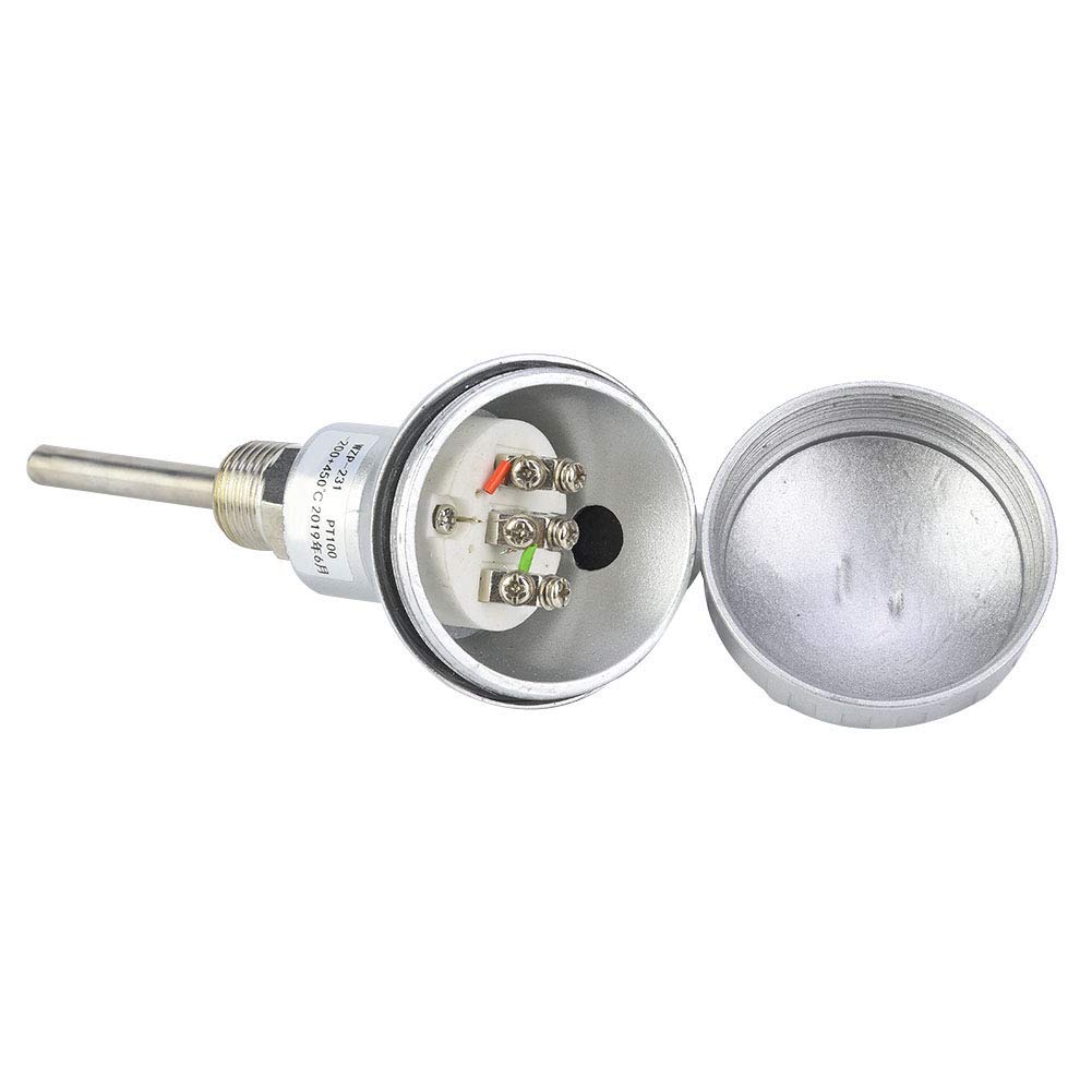 MIPPO Thread Thermocouple Terminal Head, Temperature Sensor Simple PT1/2'' 201 Stainless Steel for Industry for Temperature Controllers(Protection Tube 50mm)