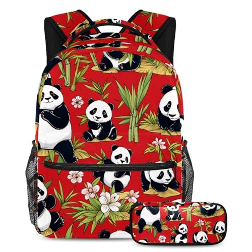 Ensemble de cartables tendance 2 pièces au motif panda coloré et résistant