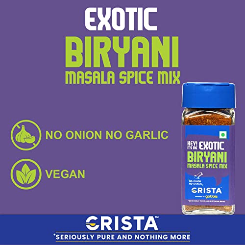 Image of CRISTA Exotic Biryani Masala Spice Mix | Rich in flavour | No Onion | No Garlic | Vegan | Pure | Zero added Colours, Fillers, Additives & Preservatives | 45 gms
