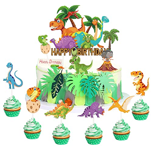 Decoracion Tarta Dinosaurios, Happy Birthday Cake Toppers Dinosaurios Con Decoracion Tartas Infantiles, Decoracion Dinosaurios Cumpleaños Para Dinosaurio Tema Adornos De Fiesta Cumpleaños Niño Cover