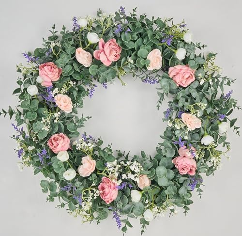 Avoeco Artificial Wreath for Front Door Decor- Year-Round Greenery, 21"