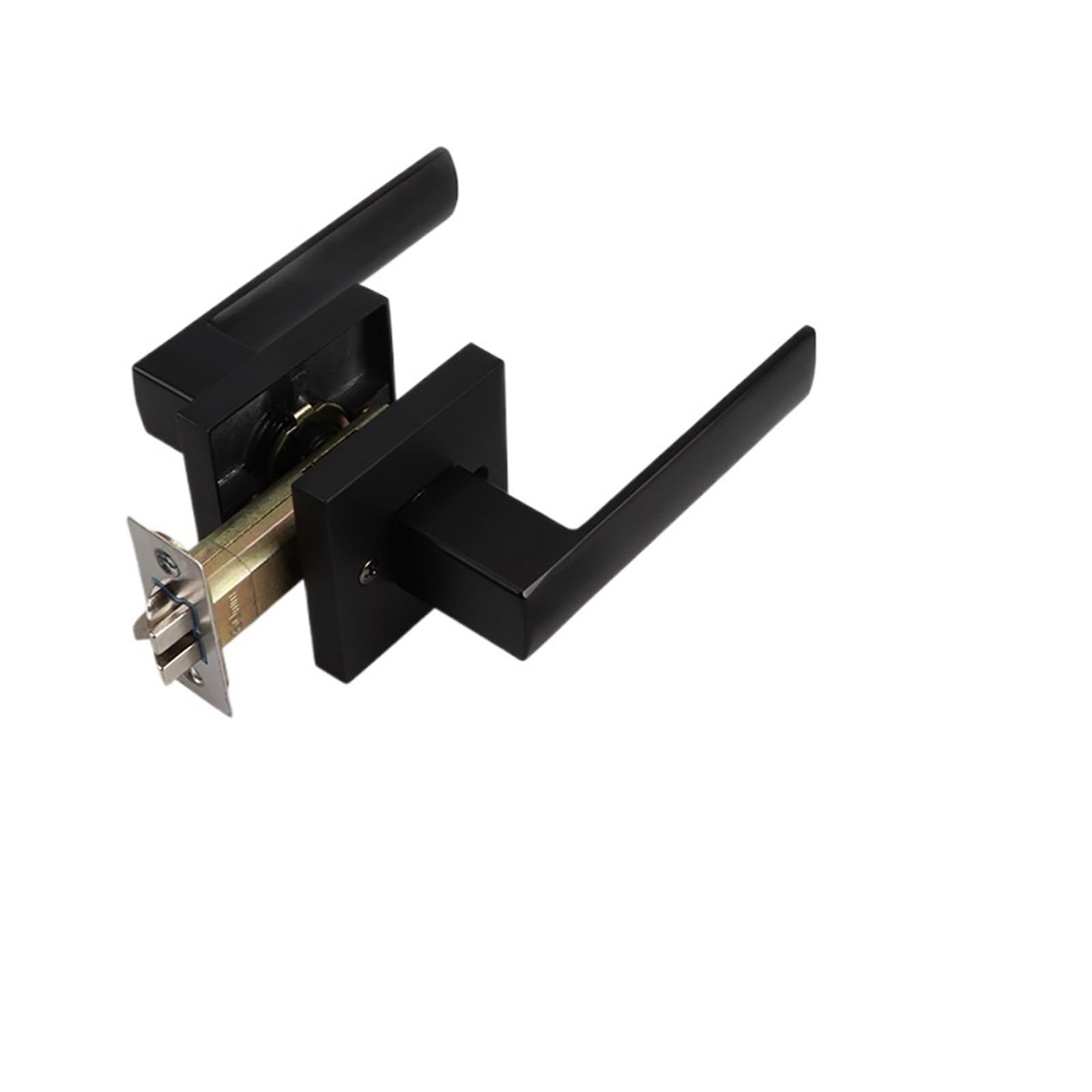 Passage Door Lock Without Anti-Lock Hotel Bathroom Handle fire Interior Wooden Three-Pole(Asia Black)