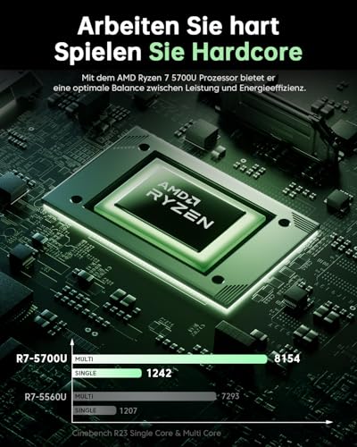 ACEMAGIC Laptop Computer - 2025 Neueste 15.6 Zoll FHD Display Laptop mit AMD Ryzen 7 5700U Prozessor bis zu 4.3GHz, 16GB Ram DDR4 512GB NVMe PCIe 3.0 SSD Notebook, Leichtgewicht – Bild 4