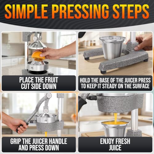 Image of Cast Iron Juicer Hand Press, Heavy-Duty Squeezer (Silver)