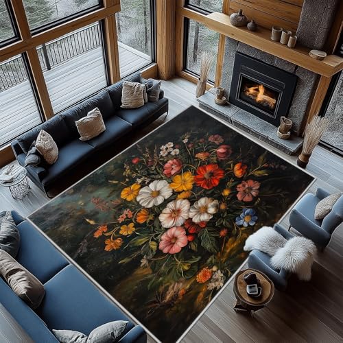Tapis de Cuisine Rustique Fleur Botanique Moelleux et Doux