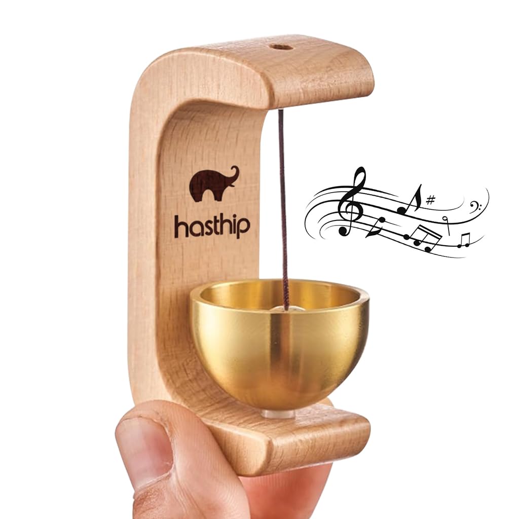 HASTHIP® Beech Wooden Door Chime with Brass Bell, Dopamine Door Bell for Home, Self-Adhesive Magnetic Doorbell, Serene Acoustic for Home & Shop, Shopkeepers Door Chime, Ideal Housewarming Gift-image-15