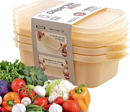 Image of StyleX Store Food Storage Containers | Multipurpose Stackable Kitchen Storage Boxes | Airtight Refrigerator Organizer for Fruit, Vegetables, Cereal, and Snacks (Yellow-Set of 6)