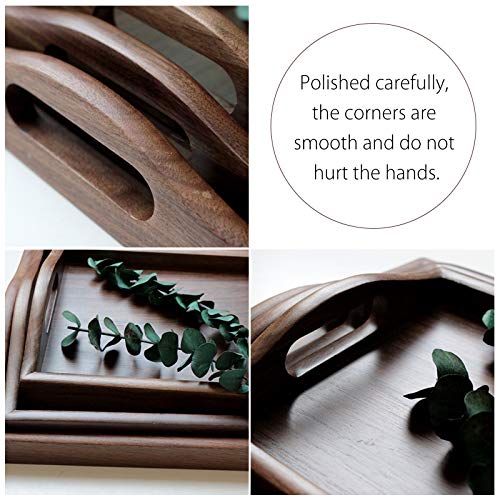 image for TINTON LIFE Walnut Wood Serving Tray with Handle Handmade Food Fruit P