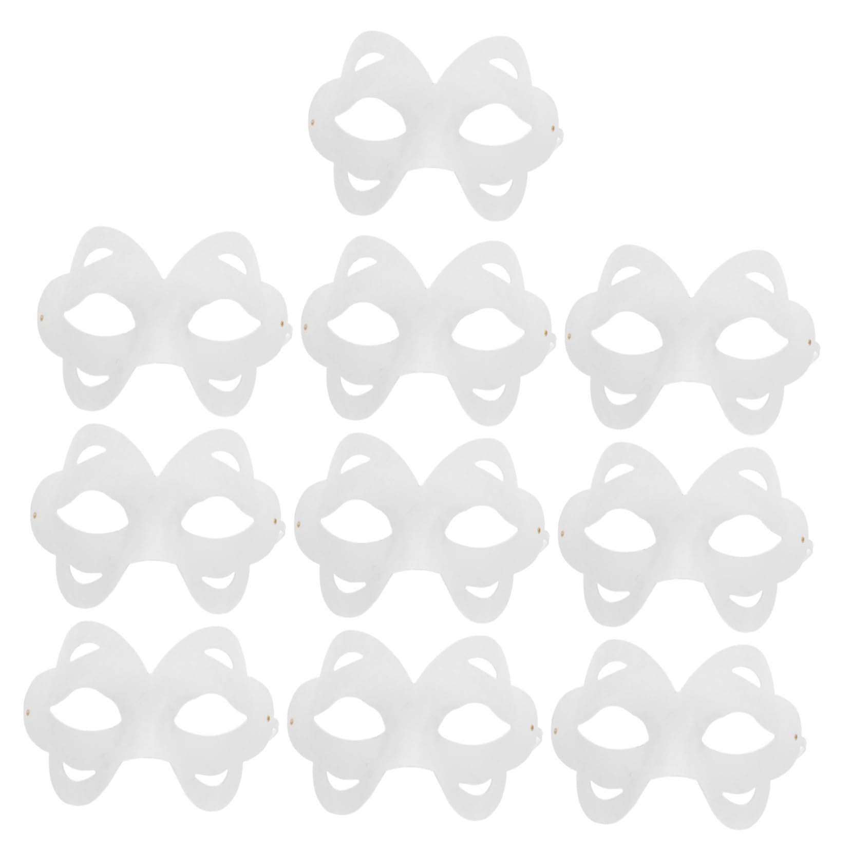 Sosoport 10pcs Hand-painted Paper Pulp Masks Blank Half Face Masquerade Masks for Cosplay Safe and Lightweight for Projects