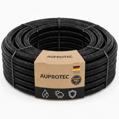 AUPROTEC Tubo Corrugado sin Ranura 2 a 50 m/Conducto para Cables subterráneos/Resistente a los Rayos UV/Manguera Protectora de Cables Negro - Diámetro Interior 8.5 mm, Longitud 2 m