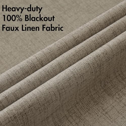 Image of MIULEE 100% Blackout Linen Textured Curtains for Bedroom Solid Thermal Insulated Faux Linen Grommet Room Darkening Curtains & Drapes Luxury Decor for Living Room 52 x 108 Inch (2 Panels)