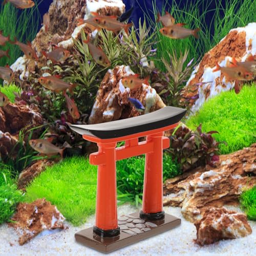 Image of BESPORTBLE Mini Torii Gate Aquarium Decor Resin Ornament for Japanese Zen Garden and Fish Tank Small Traditional Shinto Shrine Model 3.54 Inch