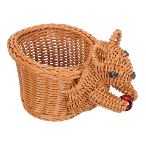 SOLUSTRE Creative Squirrel Shaped Food Basket Handwoven Imitation Rattan Storage Container for Home for Snacks and Fruits Elegant Design for Table Decoration