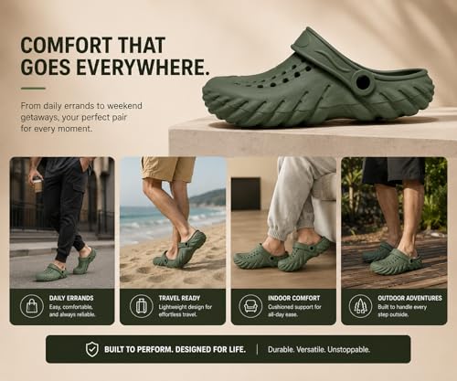 Image of Kraasa Men's Lightweight Classic Clogs Sandals with Adjustable Back Strap & Daily Used Slipper with Lightweight Design for Men's & Boy's