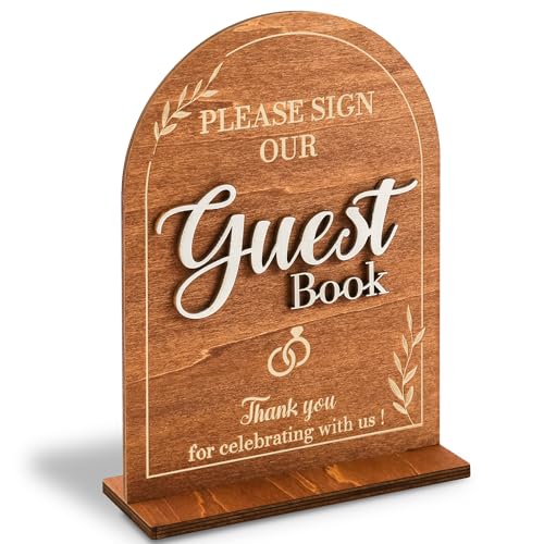Rustic Wedding Guest Book Sign With Stand