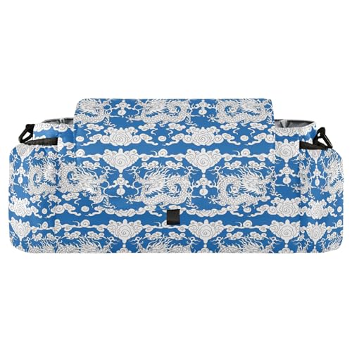 Burbuja Dragons Clouds Stroller Organizer with Insulated Cup Holders, Non-Slip Stroller Caddy Universal Fits Most Strollers, Nursery Accessories