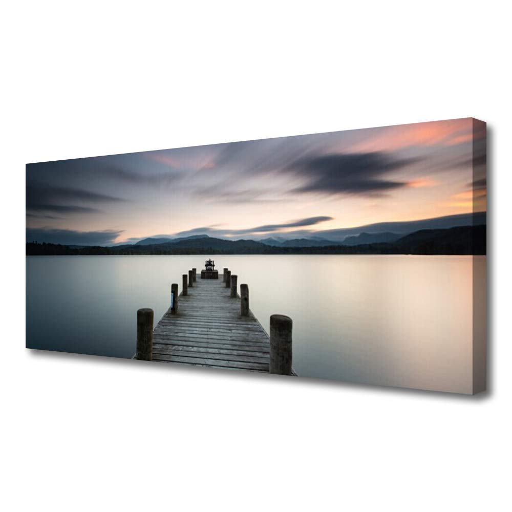 Tableau sur toile 125x50cm avec pont et mer pour déco murale